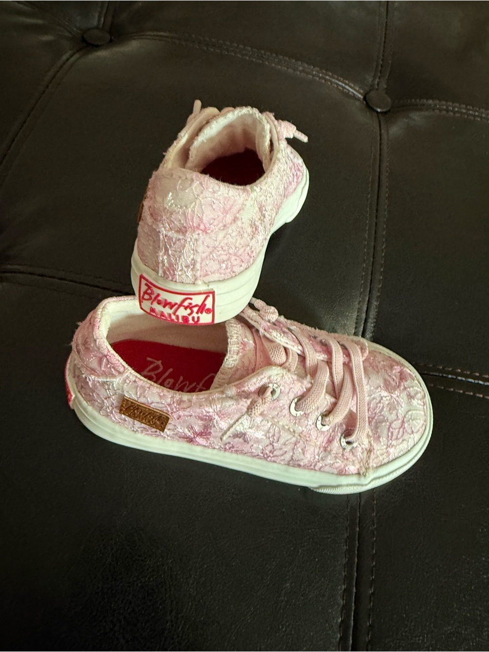 Blowfish Pink Lace-Up Floral Kids Sneakers